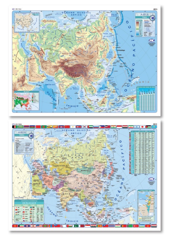 MAPA MURAL 95x130 d/faz ASIA fco/pol.