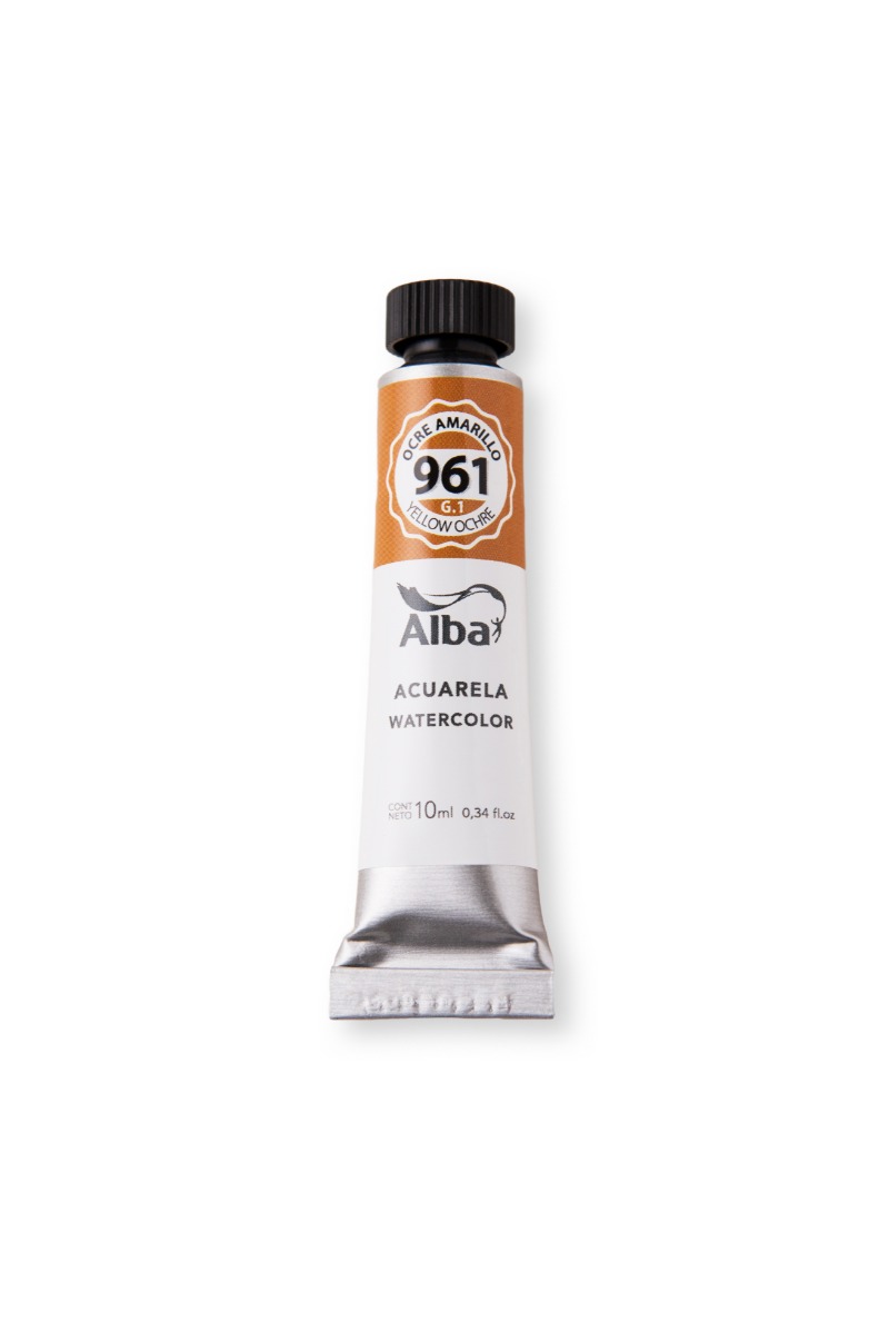 ACUARELA PROFESIONAL EN POMO x10cc. OCRE AMARILLO ALBA