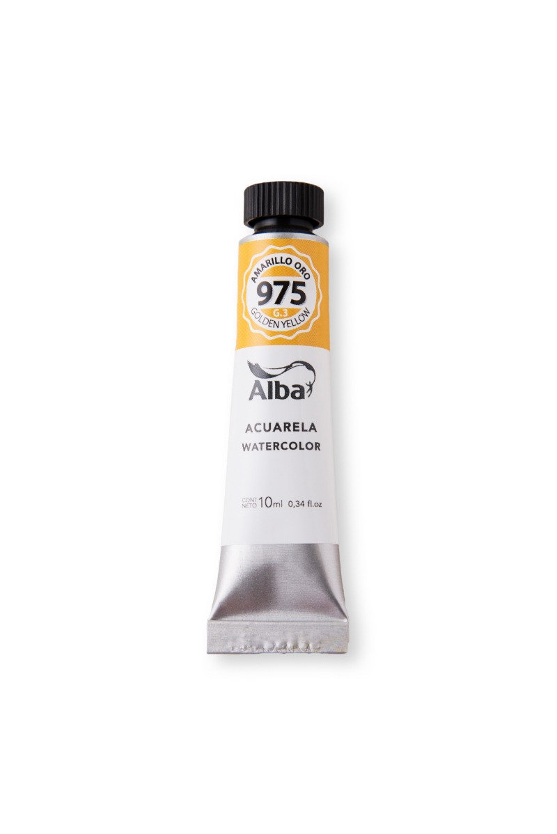 ACUARELA PROFESIONAL EN POMO x10cc.AMARILLO ORO ALBA