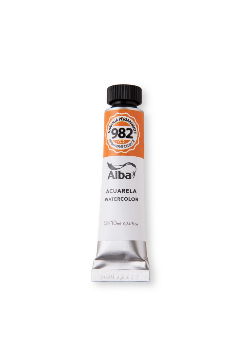 ACUARELA PROFESIONAL EN POMO x10cc.NARANJA PERMANENTE ALBA