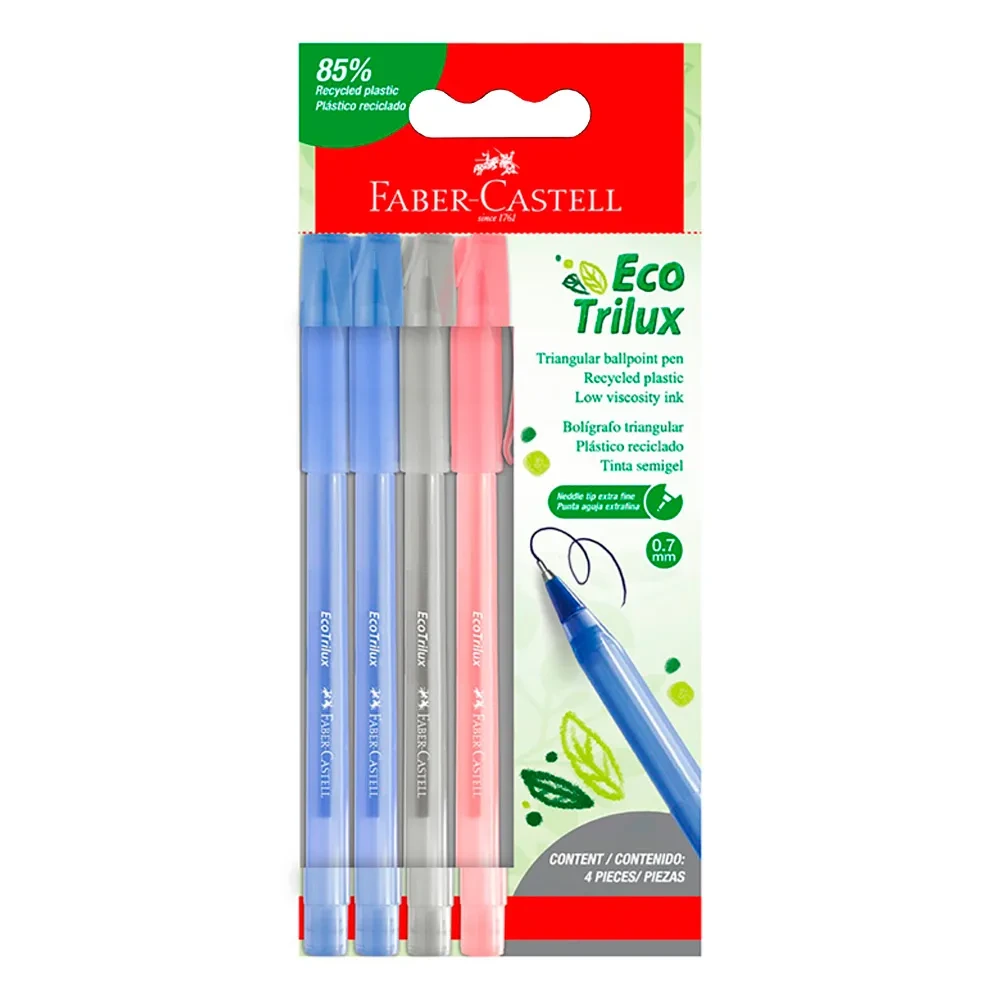 BOLIGRAFO 0.7mm.FABER ECOTRILUX x4u.