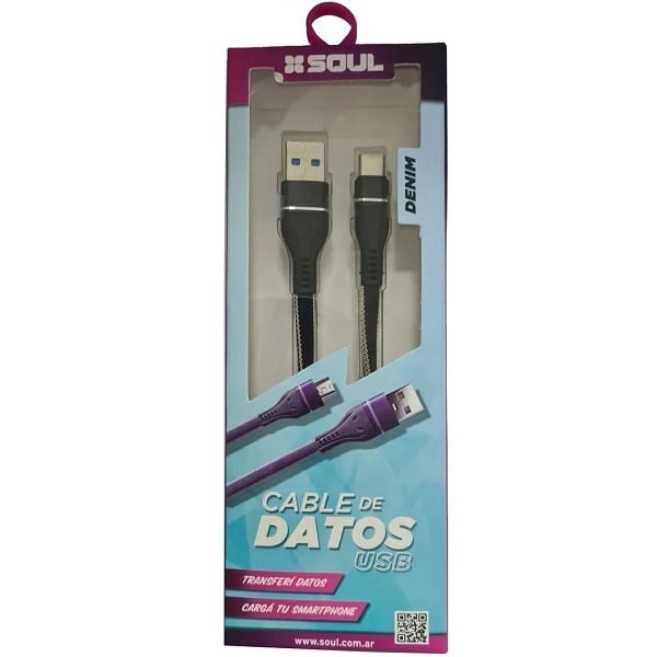 CABLE DE DATOS DENIM 1.2m MICRO USB SOUL
