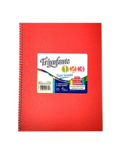 CUAD.21x27 C/ESP.100HR.T/D. 1.2.3. ROJO TRIUNF.
