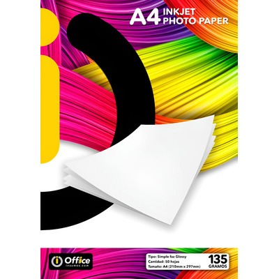 OFFICE*PAPEL GLOSSY  AUTOADH. A4 135 grs.x20hjs.