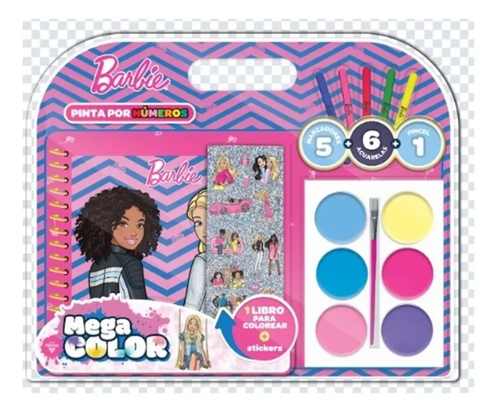 MEGA COLOR ACUARELA + LIBRO PINTAR N*3 BARBIE