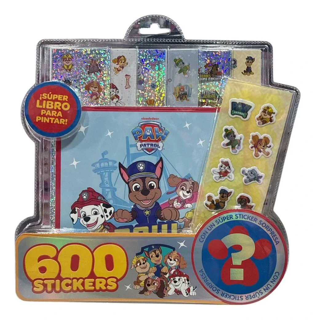 600 STICKERS N*5 + LIBRO PINTAR N* 5 PAW PATROL