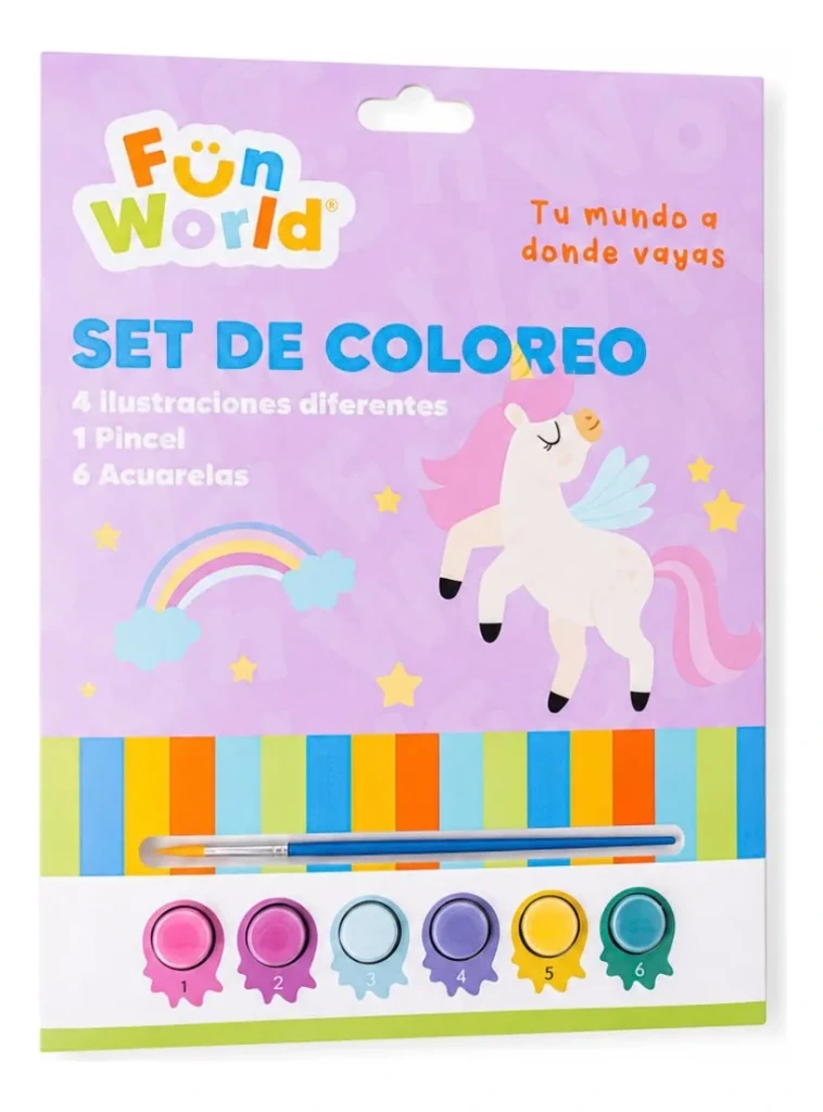 LAMINAS+ACUARELA P/COLOREAR C/1 PINCEL RAINBOW