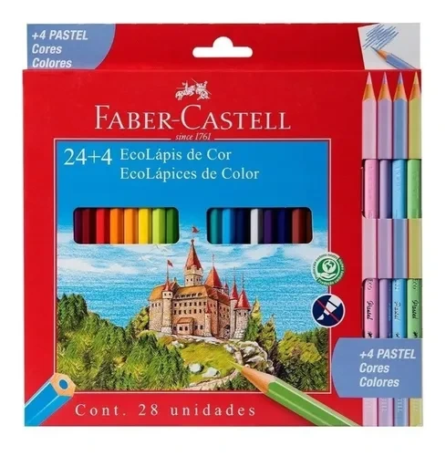 LAP.COLORESx 24u.+4 PASTEL LARGOS F.CASTELL