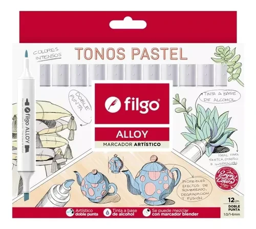 MARC.2 PUNTAS ALLOY TONOS PASTEL  x12u. FILGO