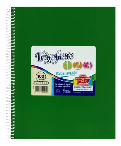 CUAD.21x27 C/ESP.100HR.T/D. 1.2.3. VERDE TRIUNF.