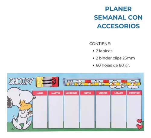 PLANIFICADOR SEMANAL HORIZ.C/ACC. SNOOPY