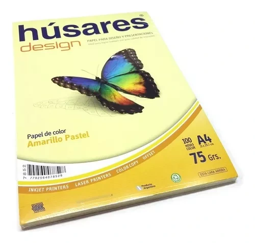 RESMA A4 75grs.x100hjs. COLOR AMARILLO PASTEL