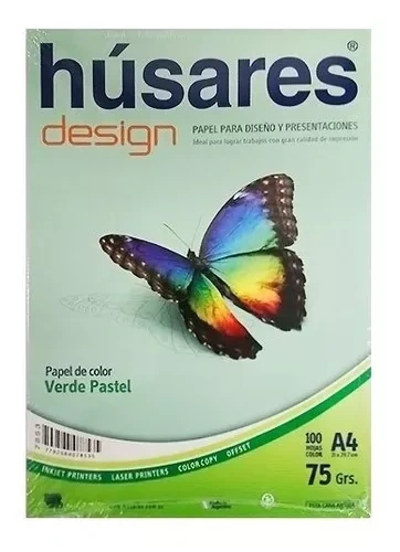RESMA A4 75grs.x100hjs. COLOR VERDE PASTEL