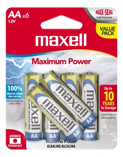 PILAS MAXELL CHICA AA BLISTER X 6 ALCALINAS.