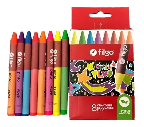 CRAYONES FINOS PINTO FLUO x8u.FILGO