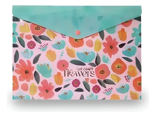 SOBRE PVC A4  C/BROCHE HORIZ.FLOWERS