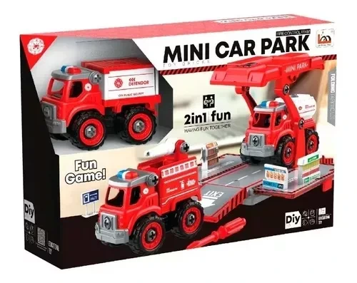 DIY MINI CAR PARK ROJO SET 2 VEHICULOS
