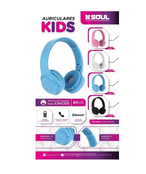 AURICULAR VINCHA AUR-KIDS AZUL BLUETOO.SOUL