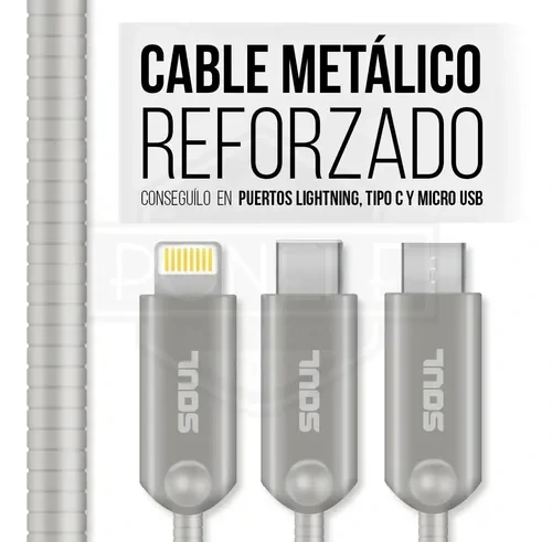 CABLE DE DATOS.IRON FLEX TIPO C/IPHONE SOUL