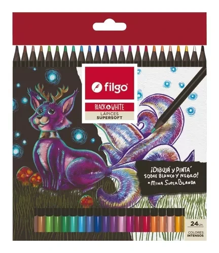 LAP.COLORES 24u.LARGOS B&W FILGO