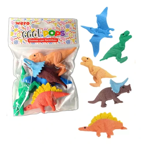 GOMA DE LAPIZ 3D DINOSAURIO x5u.