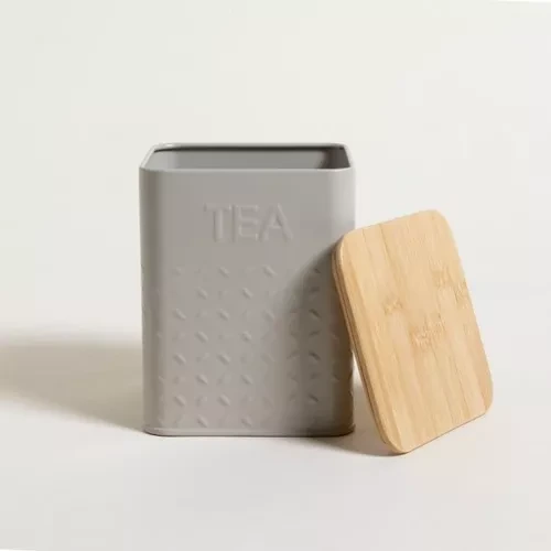 LATA CUAD.TAPA BAMBOO GREY. P/TÉ 10 x14cm.