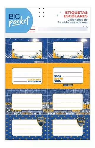 ETIQUETAS ESC. x2u.(16rotulo) BOCA JR. PPR.