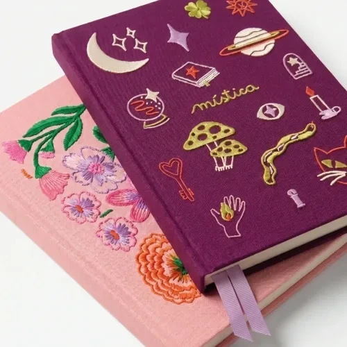 CUADERNO A5 128HR.T/DURA BORDADO FLORES