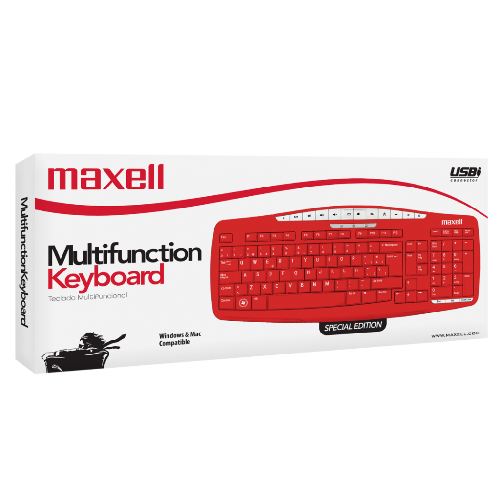 TECLADO KB-100 ROJO MAXELL