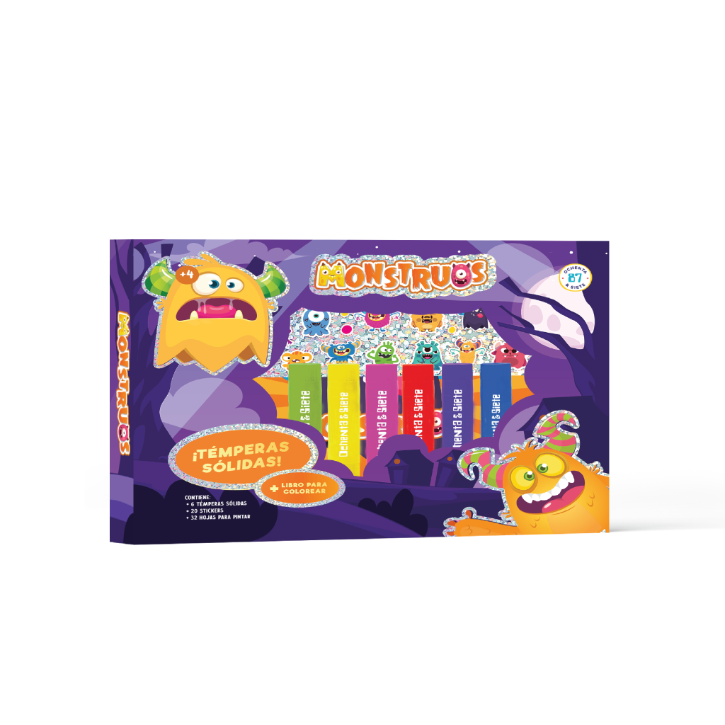 SET DE ARTE TEMPERA SOLIDA MONSTRUOS