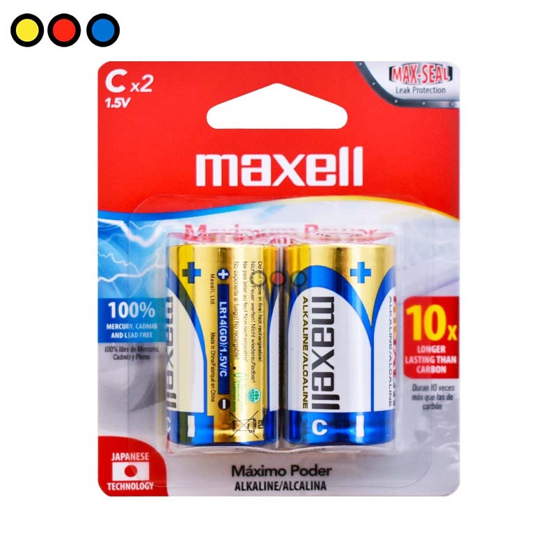 PILAS MAXELL MEDIANA C-2 BLISTER X 2 ALCALINAS.