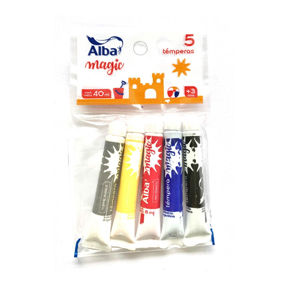 TEMPERA 8ml.ESCOLAR COL.SURT.x5u.MAGIC ALBA