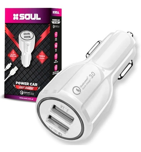 CARGADOR USB/PD DUAL P/AUTO 3.0A SALIDA light SOUL