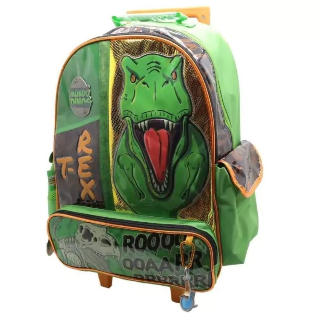 MOCHILA C/CARRO 18* MUNDO DINOS.