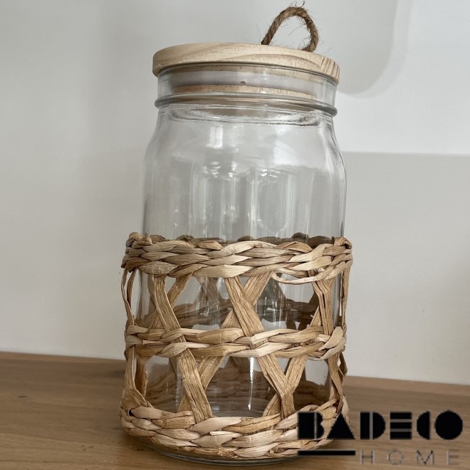 FRASCO HERMETICO C/TAPA DE MADERA 1100CC.