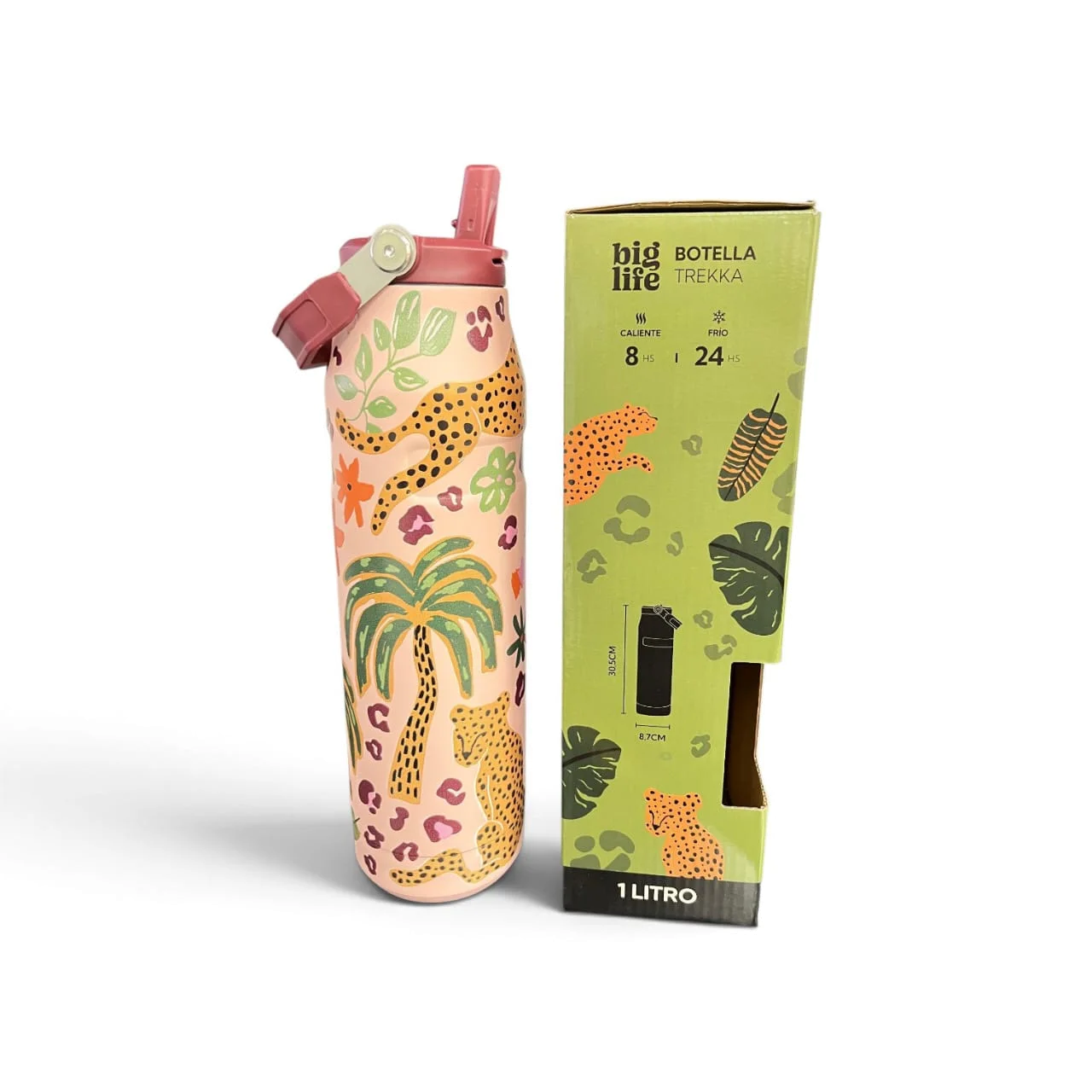 BOTELLA DE AGUA C/PICO 1000ml.TREKKA LEOPARDO