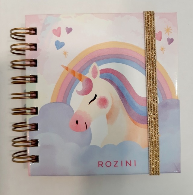 MINI CUADERNO C/ESP. y ELAST.UNICORNIO