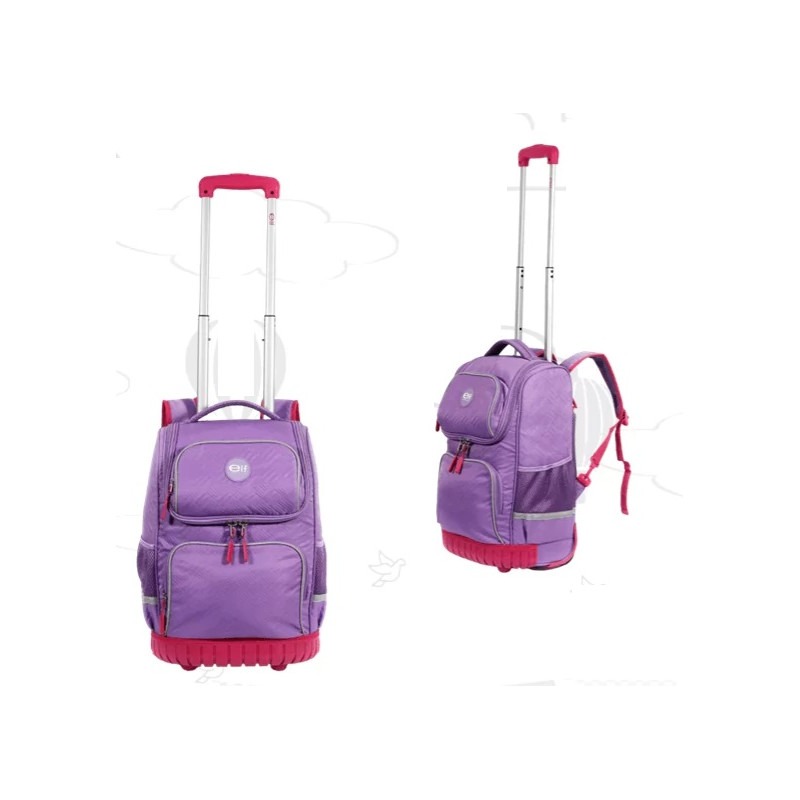 MOCHILA C/ CARRO B/GOMA. AZUL/LILA ELF