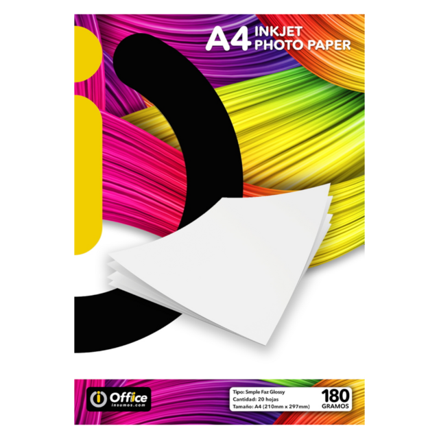 OFFICE*PAPEL GLOSSY IJ. A4 180 grs.x20hjs.