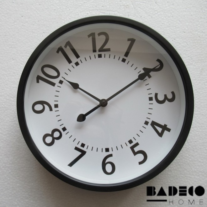 RELOJ METAL NEGRO F/ BLANCO 30cm. C/N°