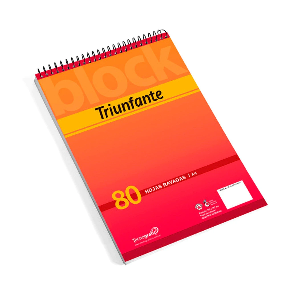 BLOCK A4 C/ESP.80HR.TRIUNFANTE