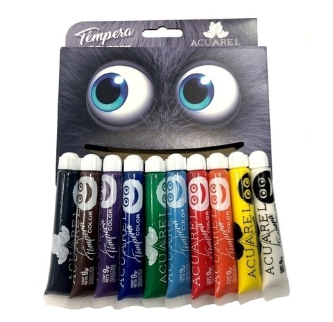 TEMPERA 9ml.ESCOLAR SURT.x10u.ACUAREL