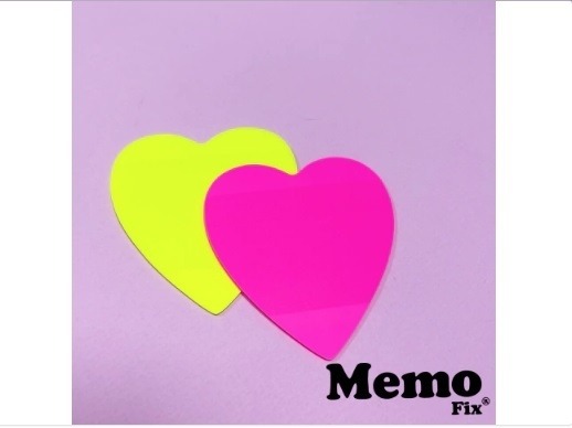 NOTA ADH. CORAZÓN 50hjs.FLUO TRANSPARENTE