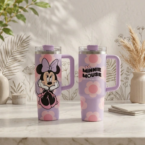 BOTELLA DE AGUA C/SORBETE 1200ml.GLACIAR MINNIE